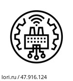 smart factory industry 5 line icon vector illustration. Стоковая иллюстрация, иллюстратор Vectorwin / Фотобанк Лори