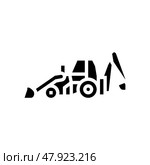 backhoe construction car vehicle glyph icon vector illustration. Стоковая иллюстрация, иллюстратор Vectorwin / Фотобанк Лори