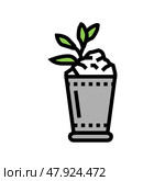 mint julep cocktail glass drink color icon vector illustration. Стоковая иллюстрация, иллюстратор Vectorwin / Фотобанк Лори
