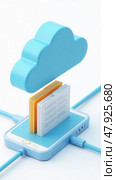 Digital system for transferring documents. FTP(File Transfer Protocol) files receiver and computer backup copy. File sharing isometric. Exchange information and data with internet. Стоковое AI-изображение, AI-художник Sergey Grishin / Фотобанк Лори