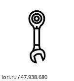 ratcheting wrench tool line icon vector illustration. Стоковая иллюстрация, иллюстратор Vectorwin / Фотобанк Лори