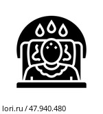night sweats disease symptom glyph icon vector illustration. Стоковая иллюстрация, иллюстратор Vectorwin / Фотобанк Лори
