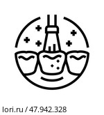 fluoride treatment dental procedure line icon vector illustration. Стоковая иллюстрация, иллюстратор Vectorwin / Фотобанк Лори