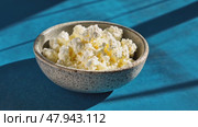 Plain curd or yogurt or Dahi in Hindi, served in a bowl over moody background. Selective focus. Стоковое AI-видео, аниматор Ирина Старикова / Фотобанк Лори