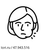 swelling face disease symptom line icon vector illustration. Стоковая иллюстрация, иллюстратор Vectorwin / Фотобанк Лори