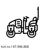 compaction roller construction vehicle line icon vector illustration. Стоковая иллюстрация, иллюстратор Vectorwin / Фотобанк Лори