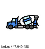mixer truck cement concrete color icon vector illustration. Стоковая иллюстрация, иллюстратор Vectorwin / Фотобанк Лори