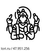 vishnu god indian line icon vector illustration. Стоковая иллюстрация, иллюстратор Vectorwin / Фотобанк Лори
