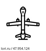 unmanned aerial vehicle aeronautical engineer line icon vector illustration. Стоковая иллюстрация, иллюстратор Vectorwin / Фотобанк Лори