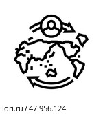 migration africa human evolution line icon vector illustration. Стоковая иллюстрация, иллюстратор Vectorwin / Фотобанк Лори