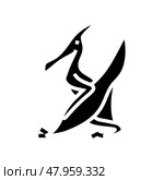 pterodactyl dinosaur animal glyph icon vector illustration. Стоковая иллюстрация, иллюстратор Vectorwin / Фотобанк Лори