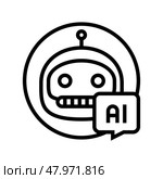 ai chat bot line icon vector illustration. Стоковая иллюстрация, иллюстратор Vectorwin / Фотобанк Лори