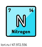 nitrogen chemical element color icon vector illustration. Стоковая иллюстрация, иллюстратор Vectorwin / Фотобанк Лори