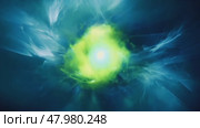An abstract illustration, depicting clean energy as a swirling vortex of energy particles. Concept of harnessing renewable energy from natural forces. Стоковое AI-видео, аниматор Михаил Строгалев / Фотобанк Лори