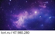 Night sky view with Universe filled with stars, nebula and galaxy. Стоковое AI-видео, аниматор Михаил Строгалев / Фотобанк Лори
