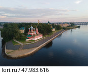 Aerial view on the church of Tsarevitch Dmitry, Uglich Kremlin, Russia (2021 год). Стоковое фото, фотограф Василий Хомчин / Фотобанк Лори
