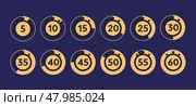 The clock by minute icon has a flat design. Стоковая иллюстрация, иллюстратор ketpro.design / Фотобанк Лори