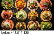 quesadillas top mexican food overhead ai generated. Стоковое AI-изображение, AI-художник Vectorwin / Фотобанк Лори