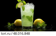 background cold juice drink minty ai generated. Стоковое AI-изображение, AI-художник Vectorwin / Фотобанк Лори