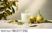 organic white juice drink pearl ai generated. Стоковое AI-изображение, AI-художник Vectorwin / Фотобанк Лори