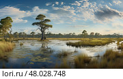 bog tidal swamp landscape ai generated. Стоковое AI-изображение, AI-художник Vectorwin / Фотобанк Лори