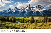 tectonic fault block mountains ai generated. Стоковое AI-изображение, AI-художник Vectorwin / Фотобанк Лори
