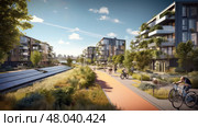 housing suburban developments urban ai generated. Стоковое AI-изображение, AI-художник Vectorwin / Фотобанк Лори