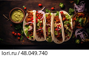 pork meat taco food ai generated. Стоковое AI-изображение, AI-художник Vectorwin / Фотобанк Лори