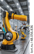 Robotic arms working on assembly line in factory. Стоковое AI-видео, аниматор Юрий Поздников / Фотобанк Лори