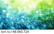 Abstract blue, green background bokeh circles for Christmas and New Year background. Абстрактный синий, зеленый фон боке круги для Рождество и Новый год фон. Стоковое AI-изображение, AI-художник Katsiaryna Repich / Фотобанк Лори