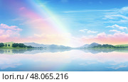 pastel overlay rainbow background ai generated. Стоковое AI-изображение, AI-художник Vectorwin / Фотобанк Лори