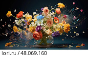 bloom motion lower thirds flowers ai generated. Стоковое AI-изображение, AI-художник Vectorwin / Фотобанк Лори