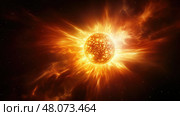 burst sun in space ai generated. Стоковое AI-изображение, AI-художник Vectorwin / Фотобанк Лори