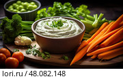 creamy chive green onion ai generated. Стоковое AI-изображение, AI-художник Vectorwin / Фотобанк Лори