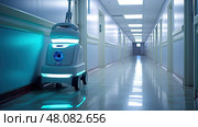 robot uv light in hospital ai generated. Стоковое AI-изображение, AI-художник Vectorwin / Фотобанк Лори