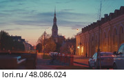 4k, Embankment of the Kryukov Canal with a view of St. Nicholas Cathedral, Saint-Petersburg, Russia (2021 год). Стоковое видео, видеограф Сергей Богомяко / Фотобанк Лори