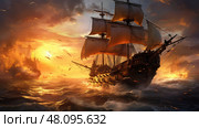 sea pirate fight ai generated. Стоковое AI-изображение, AI-художник Vectorwin / Фотобанк Лори