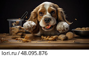 thief dog stealing food ai generated. Стоковое AI-изображение, AI-художник Vectorwin / Фотобанк Лори