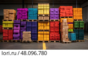 wrehouse box on a pallet ai generated. Стоковое AI-изображение, AI-художник Vectorwin / Фотобанк Лори