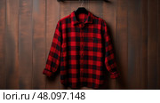 flannel black and red plaid ai generated. Стоковое AI-изображение, AI-художник Vectorwin / Фотобанк Лори