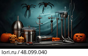 haunted halloween scary background ai generated. Стоковое AI-изображение, AI-художник Vectorwin / Фотобанк Лори