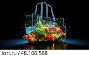 virtual grocery bag illustration ai generated. Стоковое AI-изображение, AI-художник Vectorwin / Фотобанк Лори