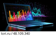 colorful data on laptop ai generated. Стоковое AI-изображение, AI-художник Vectorwin / Фотобанк Лори