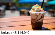 powder iced coffee in plastic cup ai generated. Стоковое AI-изображение, AI-художник Vectorwin / Фотобанк Лори