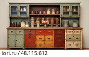 furniture old kitchen cabinet ai generated. Стоковое AI-изображение, AI-художник Vectorwin / Фотобанк Лори
