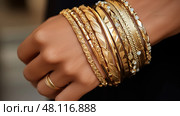bangles gold jewelry. Стоковое AI-изображение, AI-художник Vectorwin / Фотобанк Лори