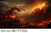 scorched dragons fire. Стоковое AI-изображение, AI-художник Vectorwin / Фотобанк Лори