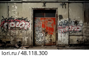 peeling closed doors. Стоковое AI-изображение, AI-художник Vectorwin / Фотобанк Лори