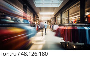 racks blurred clothing store interior ai generated. Стоковое AI-изображение, AI-художник Vectorwin / Фотобанк Лори