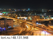 Улице Пермякова ночью. Город Тюмень (2018 год). Стоковое фото, фотограф Александр Тараканов / Фотобанк Лори